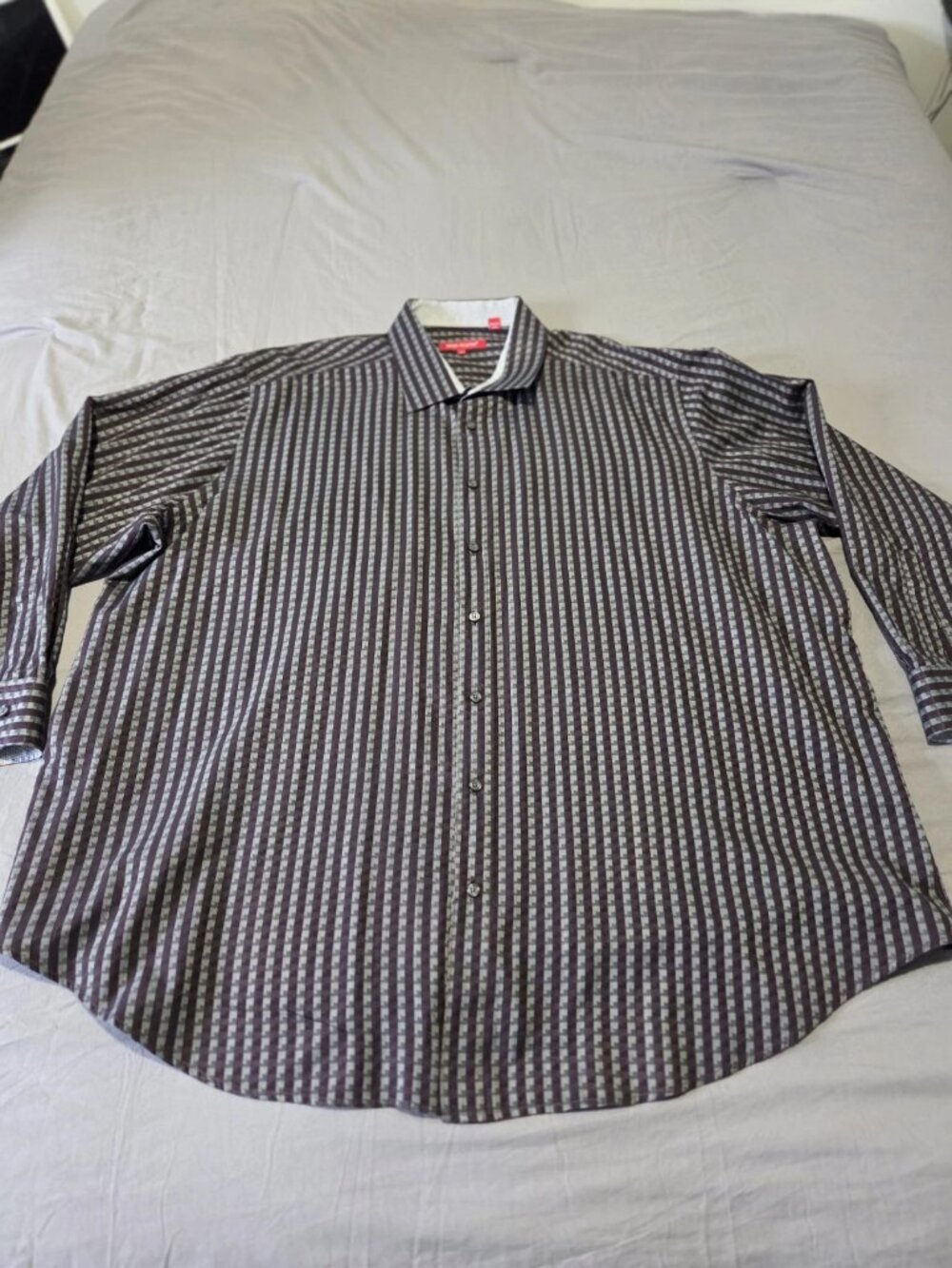 Report Collection Mens Long Sleeve Button Down Shirt Size 4X Brown Gray Check